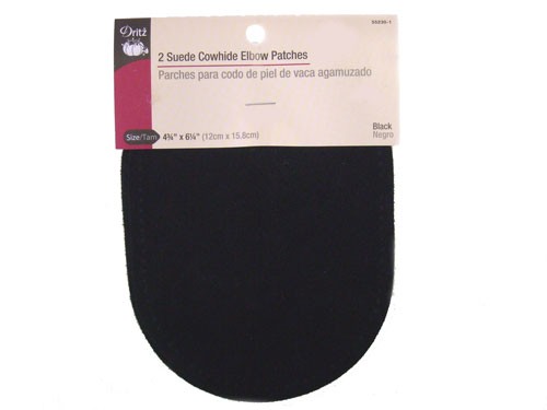 Dritz- Suede Cowhide Elbow Patches, 2 Count Black