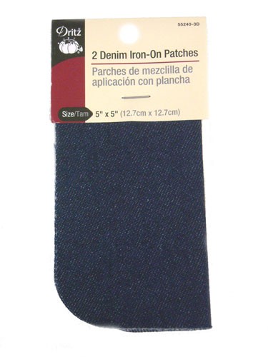 Dritz- Twill Iron-On Patches, 2 Count Dark Blue Denim