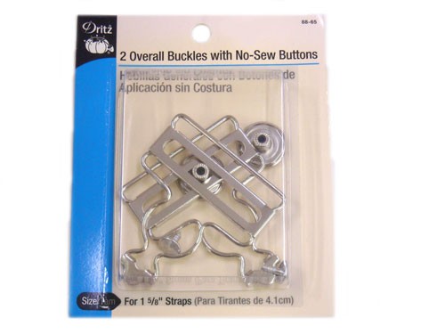 Dritz 88-65 - Overall Buckles with No Sew Buttons -1.625" Silver