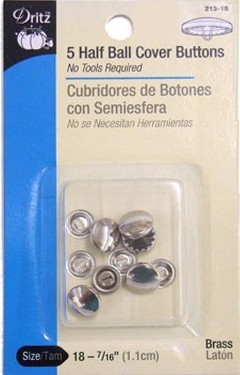 Dritz 5 Half Ball Cover Button Refill, Size 18