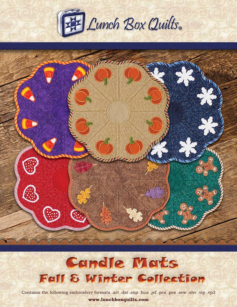 Candle Mats Fall and Winter Collection Applique Machine by Angela Stevenson