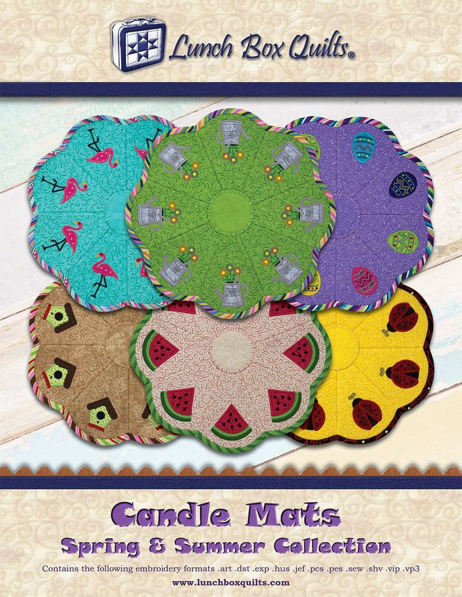Candle Mats Spring and Summer Applique Machine Embroidery CD by Angela Stevenson