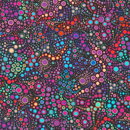 Effervescence GRADATIONS Circles and Dots Jewel Purple Pink and Blue Amelia Caruso Robert Kaufman Cotton Fabric RK-AAQ-17062-201