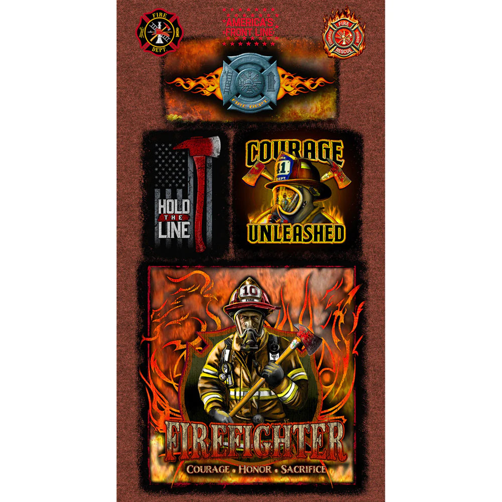 Emergency Workers Firefighter Panel 24" Sykel Enterprises Cotton Fabric SYK-1337-FF