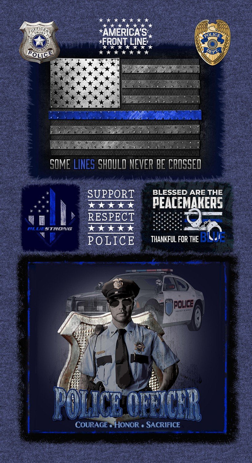 Emergency Workers Police Department Panel 24" Sykel Enterprises Cotton Fabric SYK-1337-PD