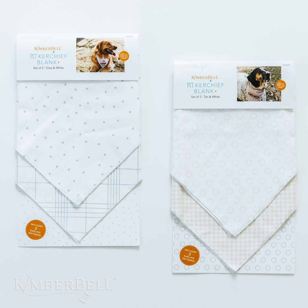 Pet Kerchief Blank, Set of 2 - by Kimberbell Designs - Gray and White
