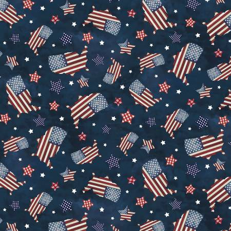 Farmhouse Americana: WOODEN MAP TOSS Patriotic Fabric (1/2 yd)