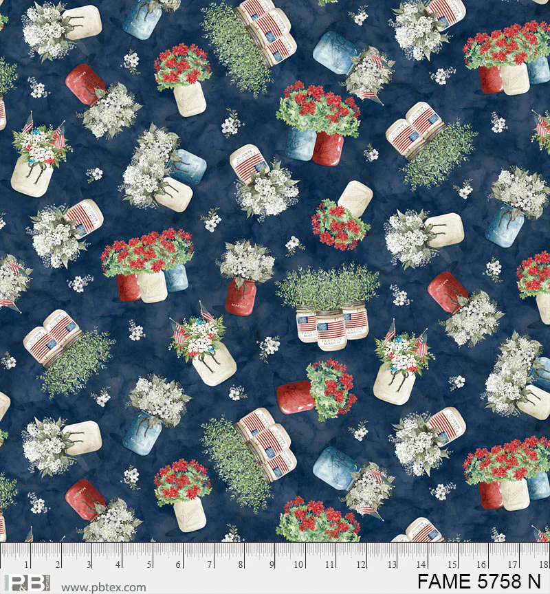 Farmhouse Americana: BOUQUET JAR TOSS Fabric (1/2 yd)