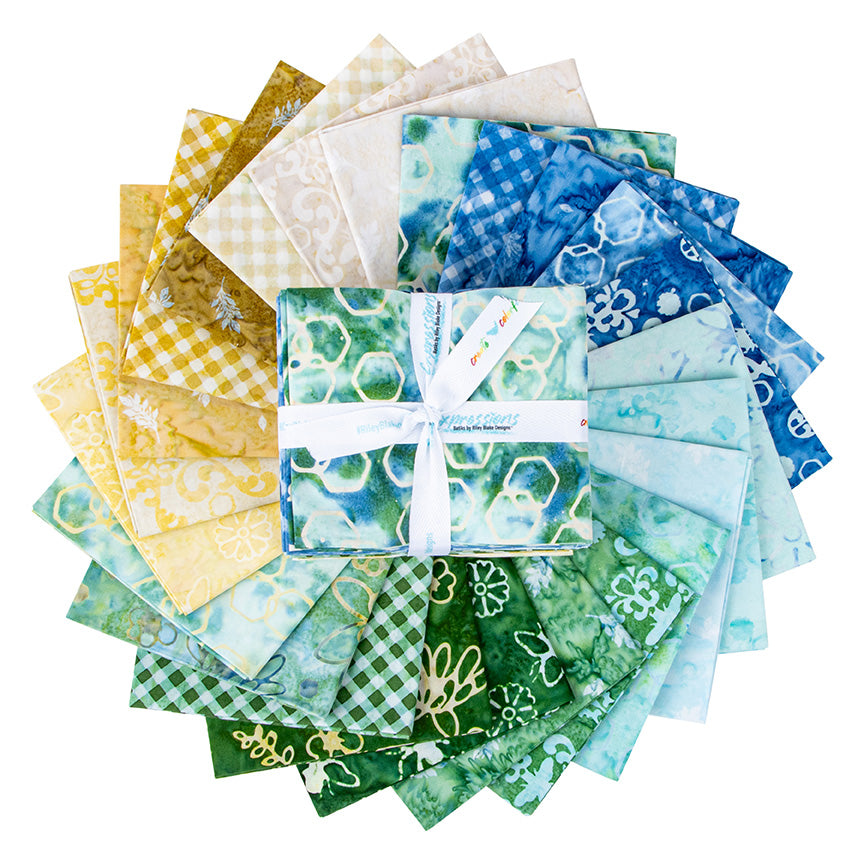 24-Piece Fat Quarter Bundle--Watercolor Daisies Expression Batiks by Riley Blake Designs SKU FQ-23246-24