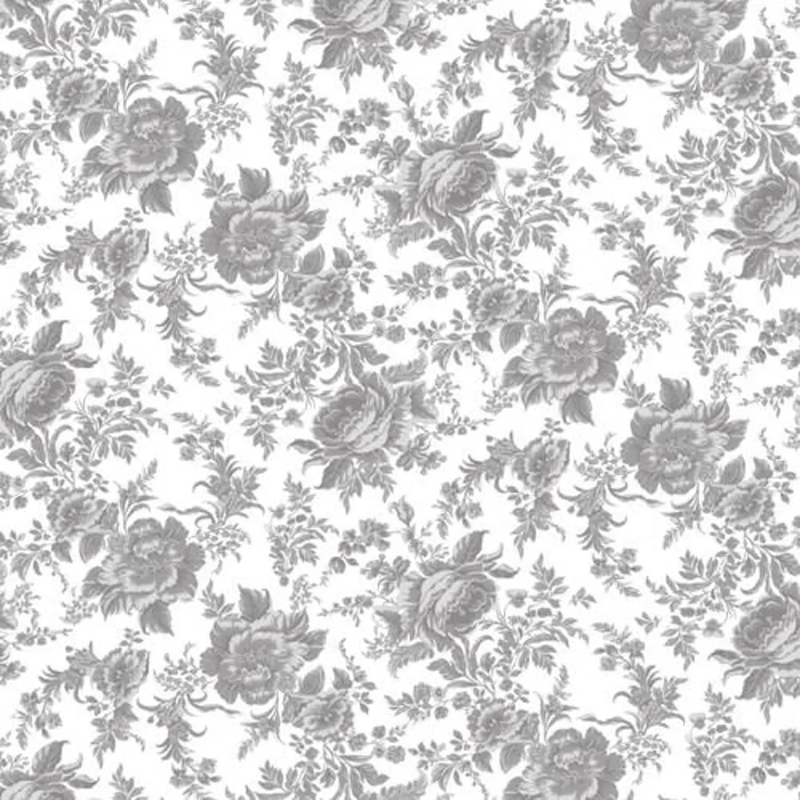 Fleur de Fleur 108" Wideback Floral Toile Gray Blank Quilting Cotton Fabric BQ-3609-05