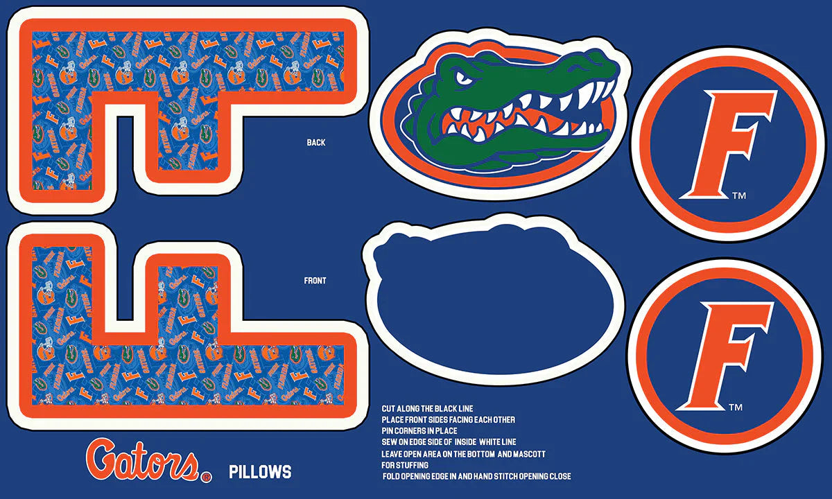 Florida Gators NCAA Collegiate Pillow Project 36 x 60 inches Sykel Polyester Minky Fabric FL-1359