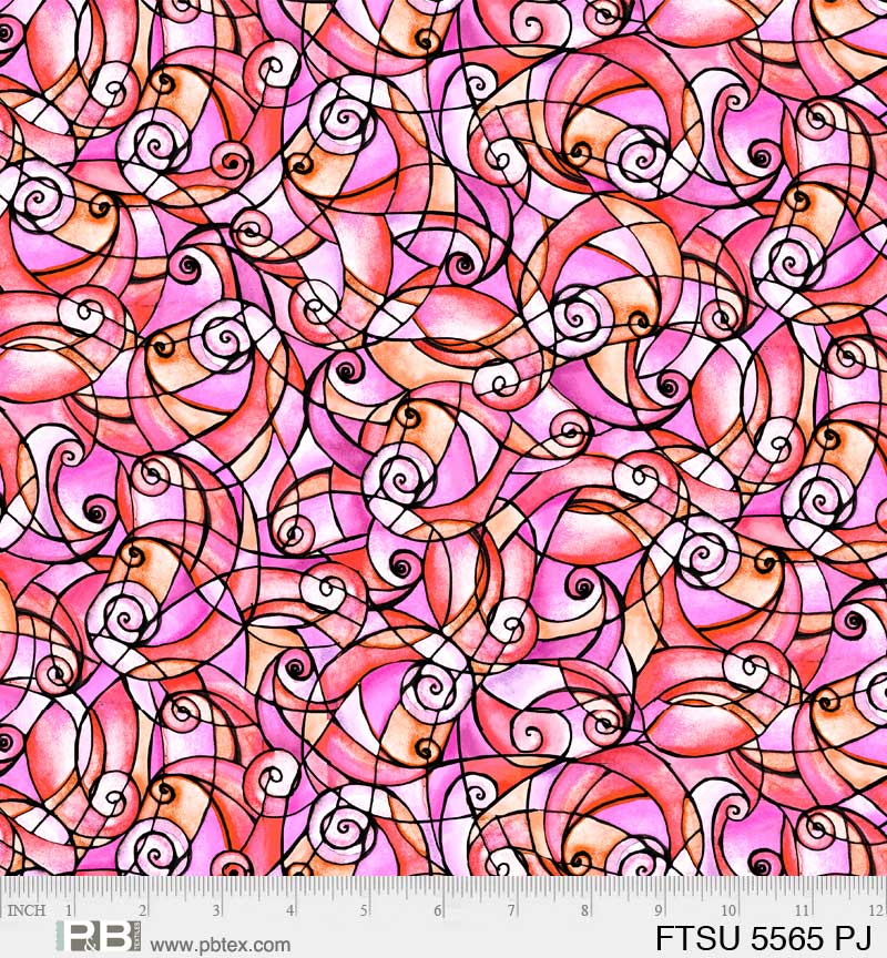 Flower To The Sun Stained Glass Swirl Pink Robin Mead P&B Textiles Cotton FabricPB-FTSU-5565-PJ