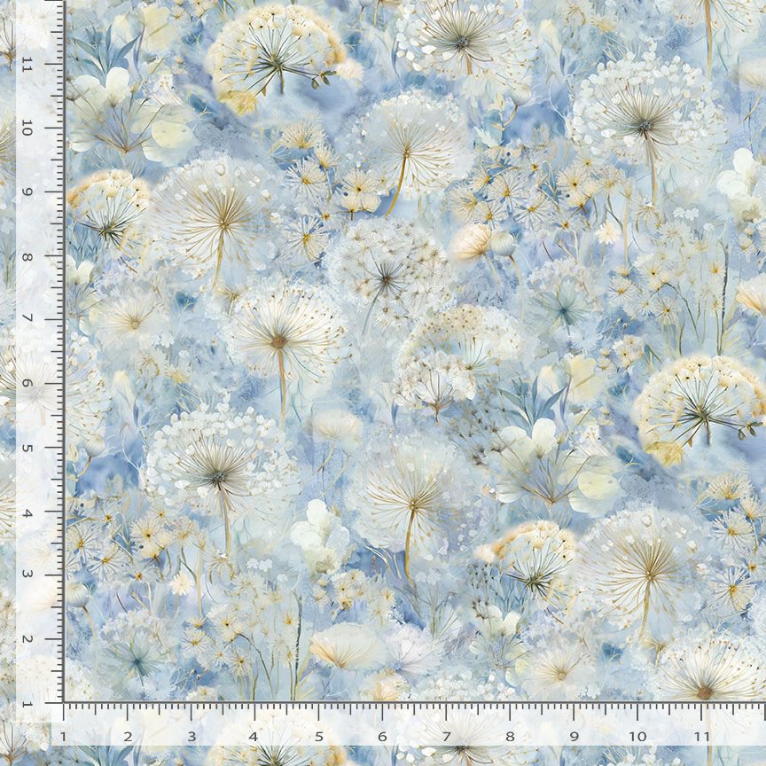 Forest Whisper Dandelion Field Sky Timeless Treasures Cotton Fabric TT-FLEUR-CD3684-SKY