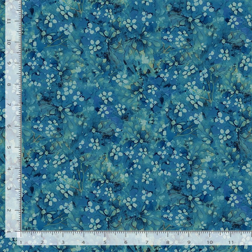 Forest Whisper Tonal Floral Cobalt Timeless Treasures Cotton Fabric TT-FLEUR-CD3687-COBALT