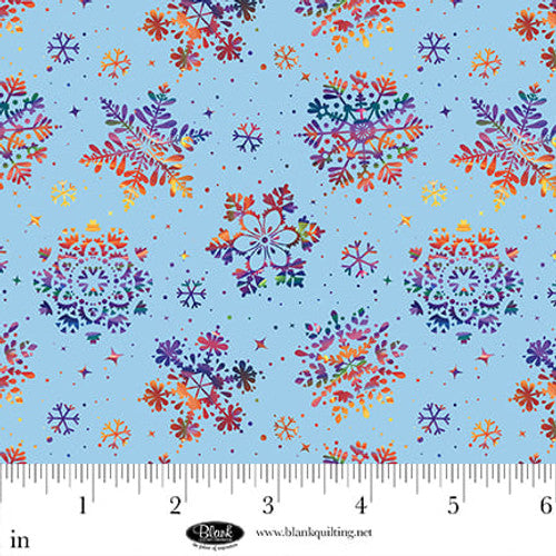 Frostykins Snowflakes Light Blue Ray Heere Blank Quilting Cotton Fabric BQ-4270-70