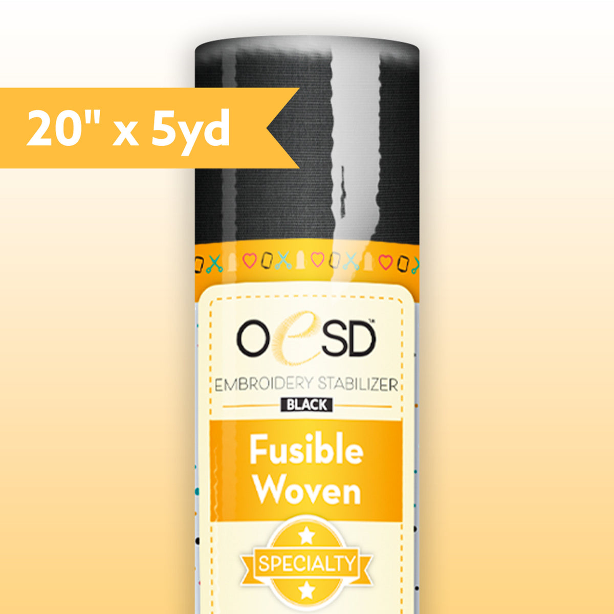 OESD Fusible Woven CutAway Black 20in x 5 yds (HBFW-20B)