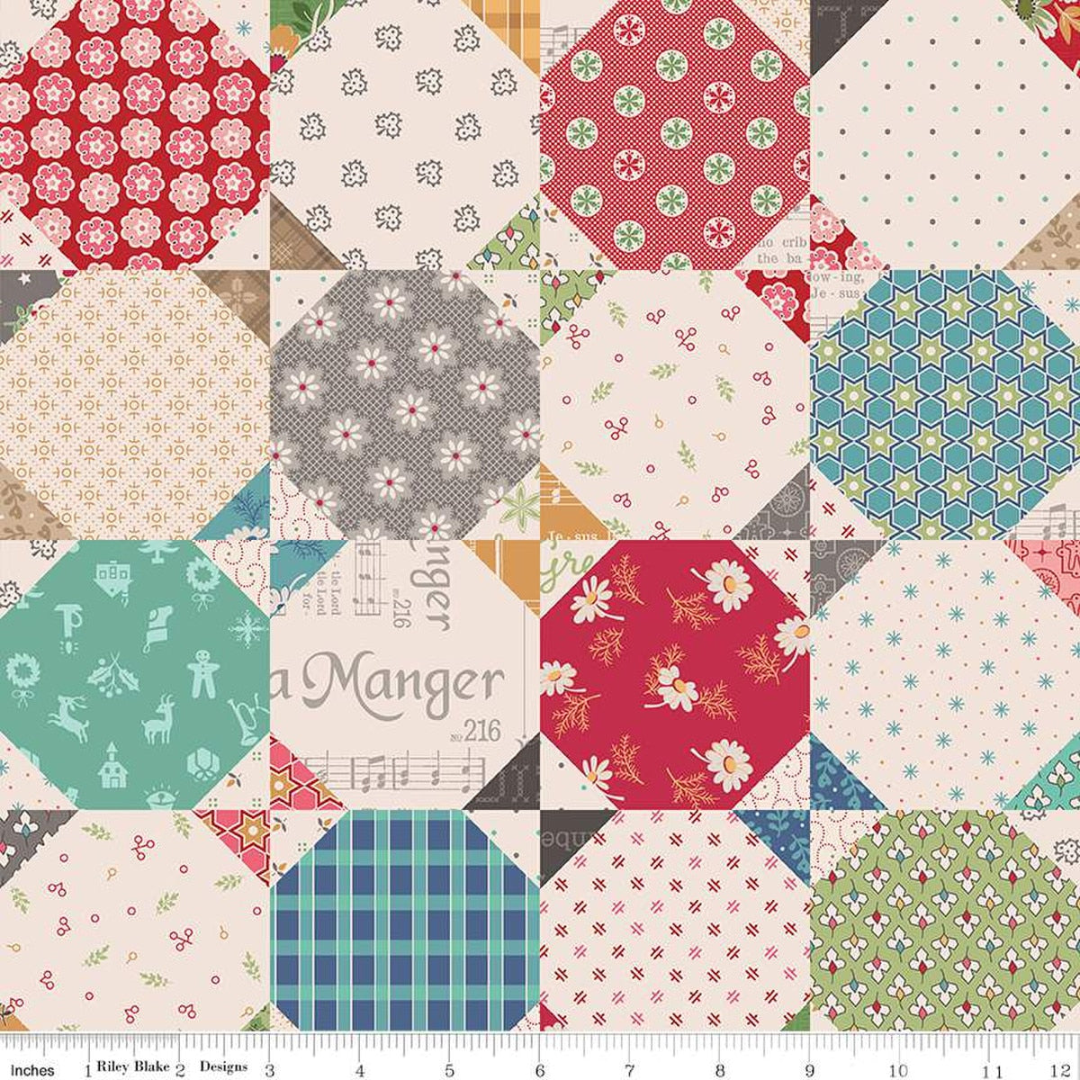 Home Town Holiday - Home Decorator Fabric - Decor Snowball - per yard - Lori Holt for Riley Blake Designs - 57/58" wide - HD14931-MULTI