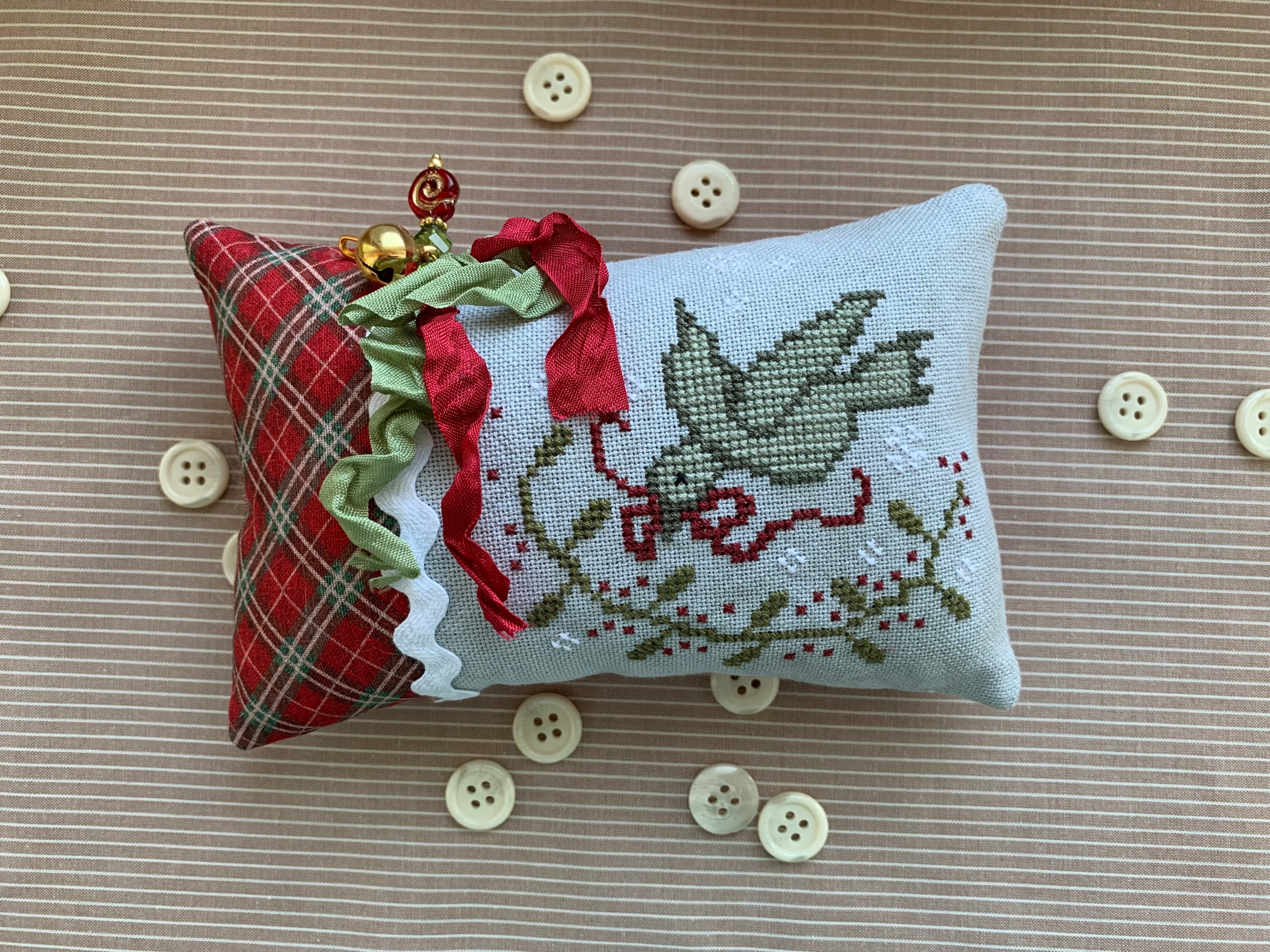 Holly Bird Ornament Cross Stitch Pattern by Stitches by Ethel