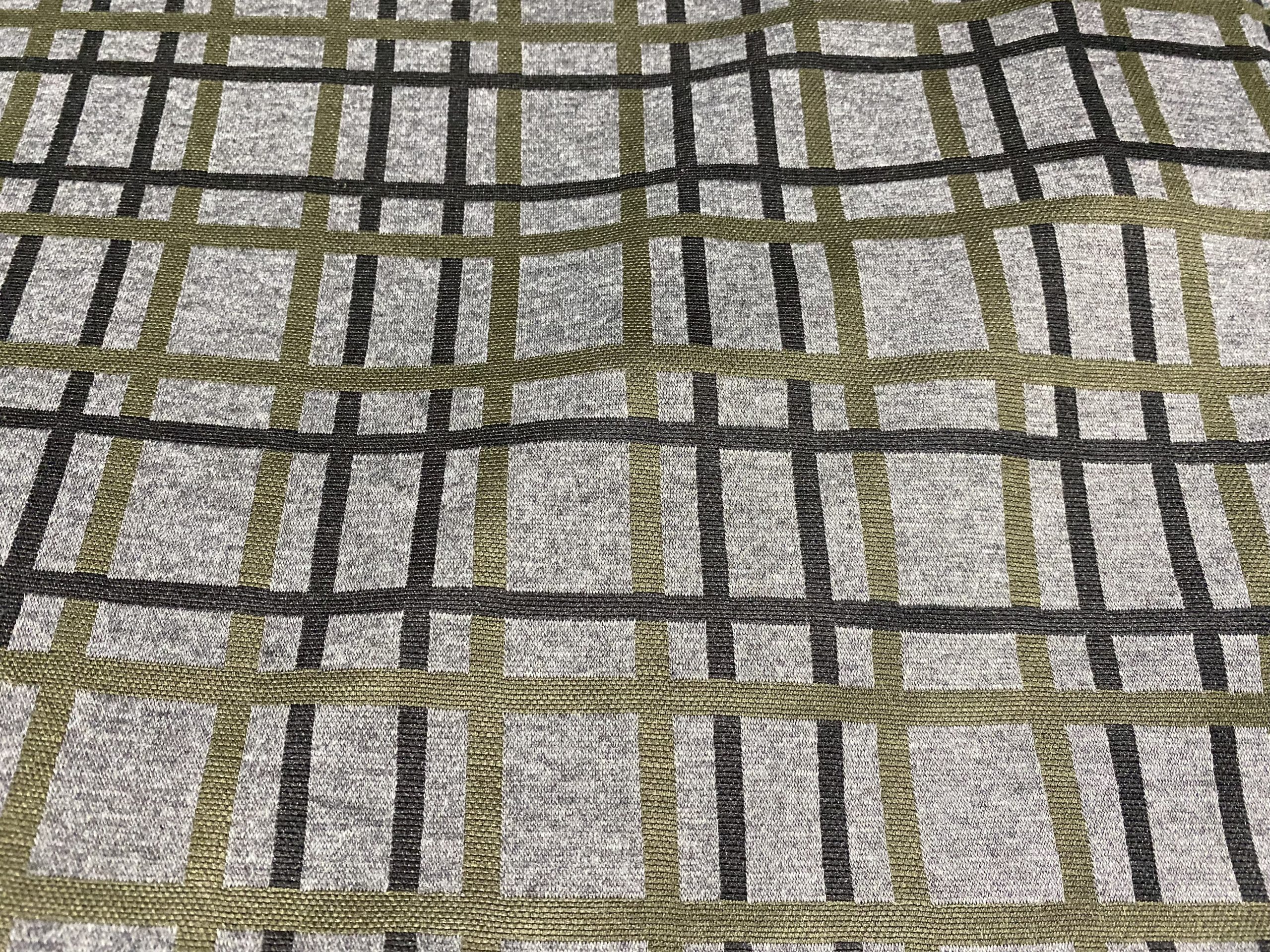 Yarn-Dye Luxury Knit Fabric - Olive + Black Plaid