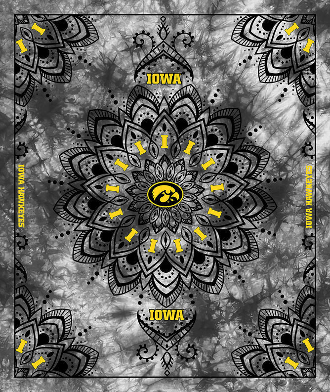 Iowa Hawkeyes NCAA Collegiate Tapestry Finished Panel 48''x56'' Sykel Polyester Minky Fabric IA-1360