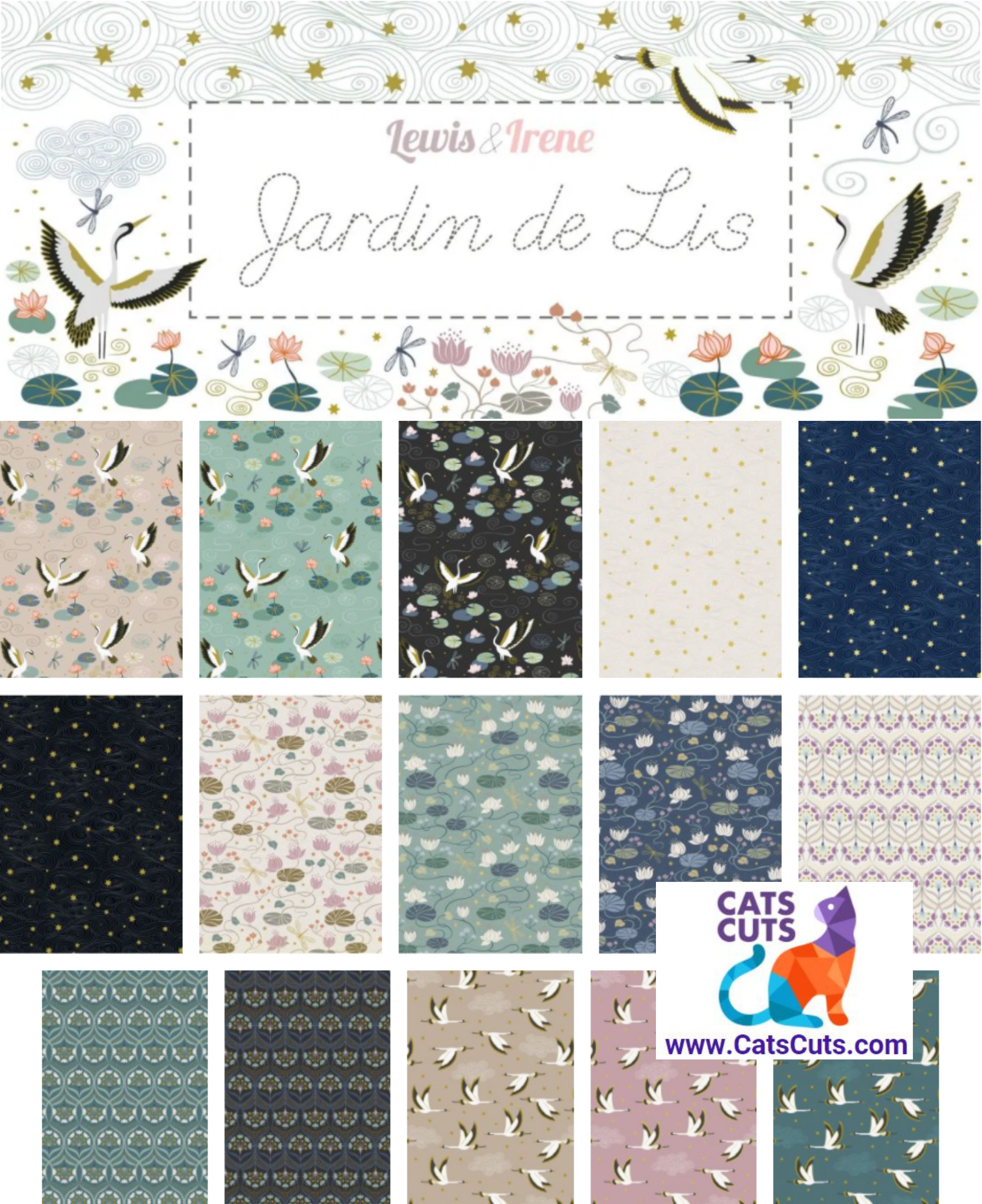 15-Piece Fat Quarter Bundle--Lewis and Irene Jardin de Lis