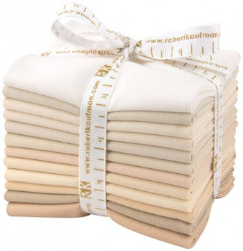 Kona Solids Not Quite White Palette Fat Quarter Bundle 18"X21" 12 pcs Robert Kaufman Cotton FabricRK-FQ-909-12