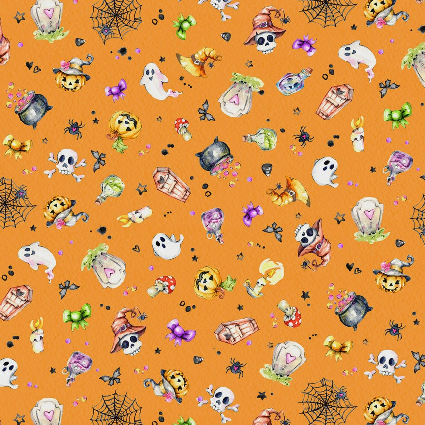 Little Darlings Halloween Spooky Halloween Toss Orange fabric