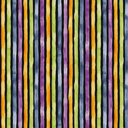 Little Darlings Halloween Spooky Stripe Multi Colored fabric