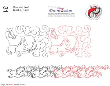 031 Mare & Foal/Touch Of Talon Pantograph by Linda V. Taylor
