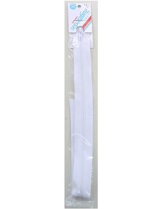 Separating Polyester Coil Zipper 16" - Light WeightWhite