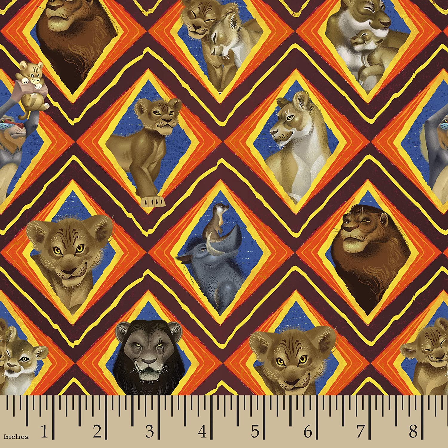 Lion King Character Mosaic Springs Creative Cotton Fabric