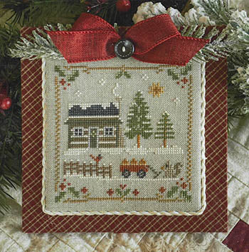 Log Cabin Christmas: Log Cabin Squirrel Cross Stitch Pattern by Little House Needleworks