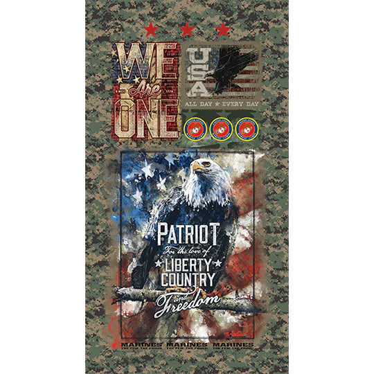 Marines Armed Forces Military Panel 24" Sykel Enterprises Cotton Fabric Syk-1337-M