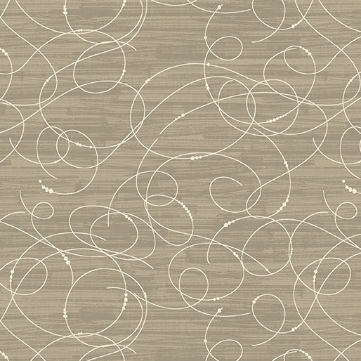 Modern Vintage: Treasured Etched Glass Taupe Rachel Rossi Benartex Cotton Fabric BE-16600-73