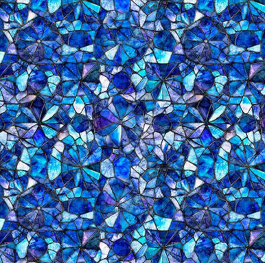 108" Wide Quilt Back - Mosaic Blooms Navy