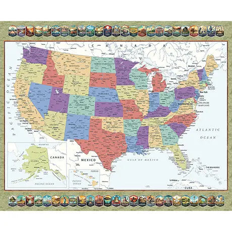 US MAP Where Are You From Cotton 44"/45" Fabric Per Yard