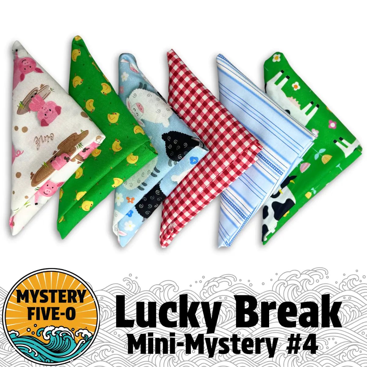 Mystery Five-O Barnyard Friends "Lucky Break" Fat Quarter Quilt Kit
