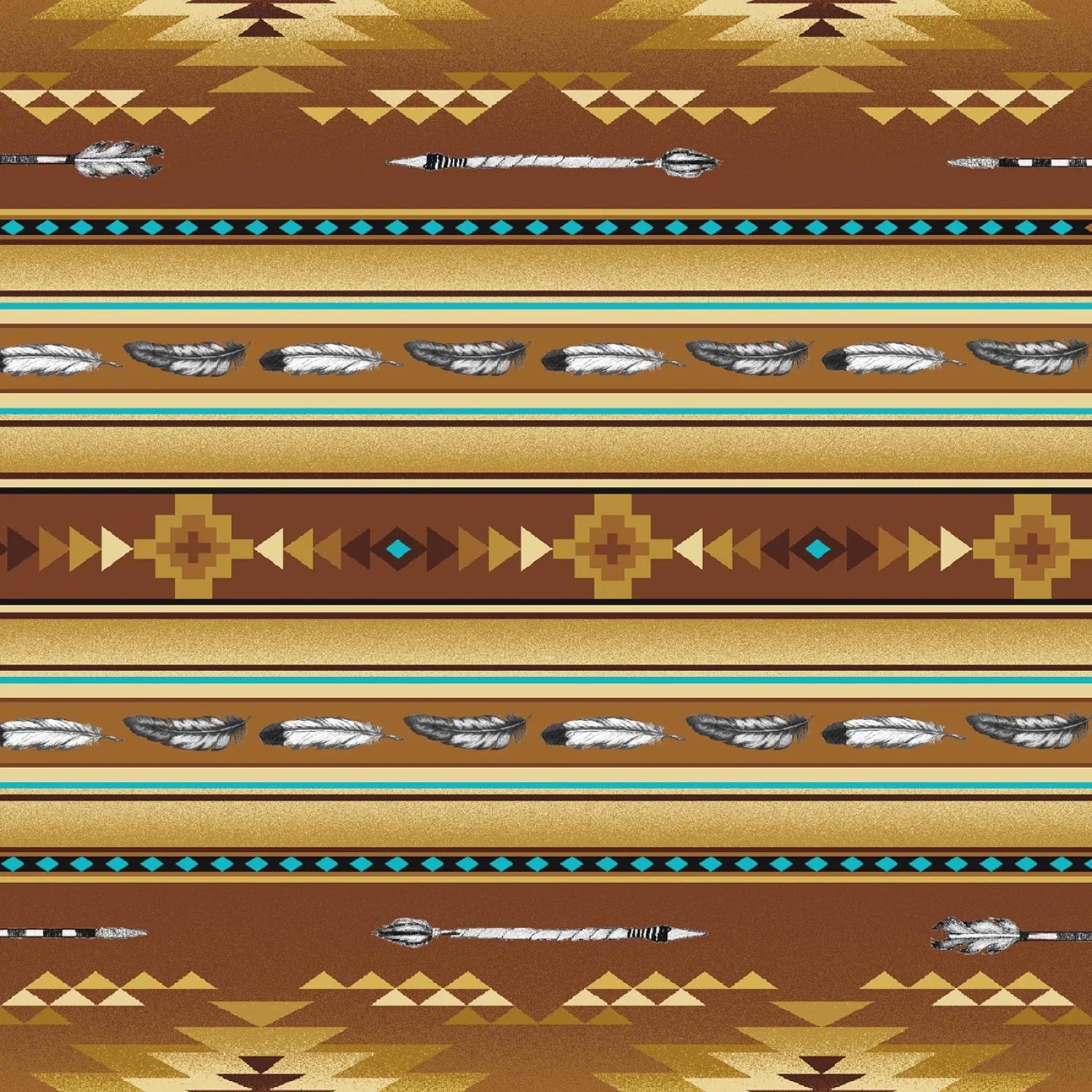 Native Spirit Arrow Stripe Gold Elizabeth's Studio Cotton Fabric ES-530-GOLD