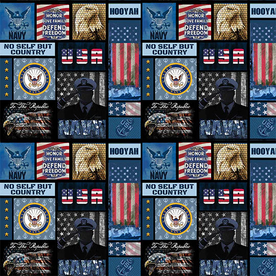 Navy Armed Forces Military New Block Sykel Enterprises Cotton Fabric SYK-1339-N