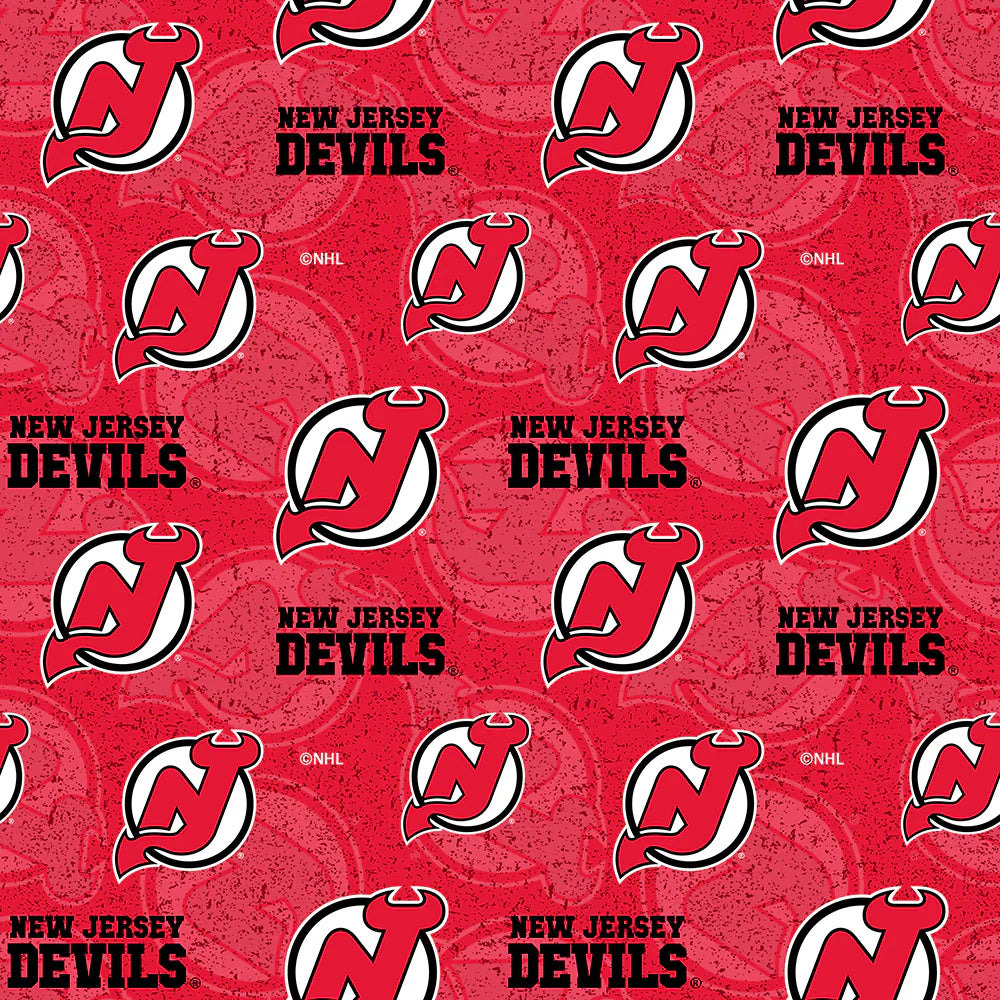 New Jersey Devils NHL Hockey Tone on Tone Sykel Cotton Fabric NHL-1199-DEV
