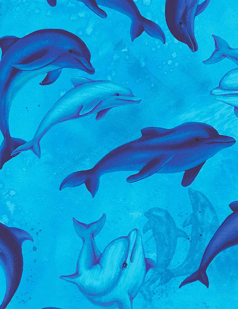 Ocean Magic - Swimming Dolphins C8031 Blue - Quilting Fabric