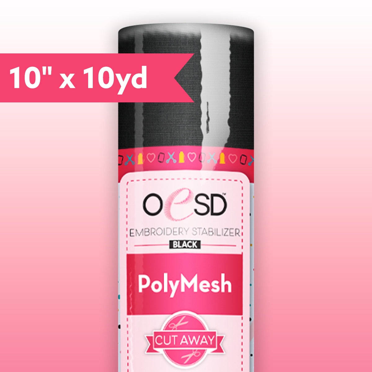 OESD PolyMesh CutAway Black 10in x 10yds (HBC15-10B)