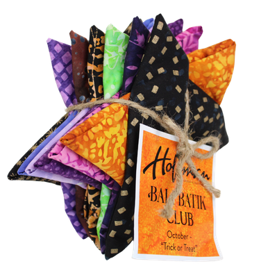 Hoffman Bali Batik Club - October 2022 "Trick or Treat" - 12 Coordinating Fat Quarters - Quilting Cotton