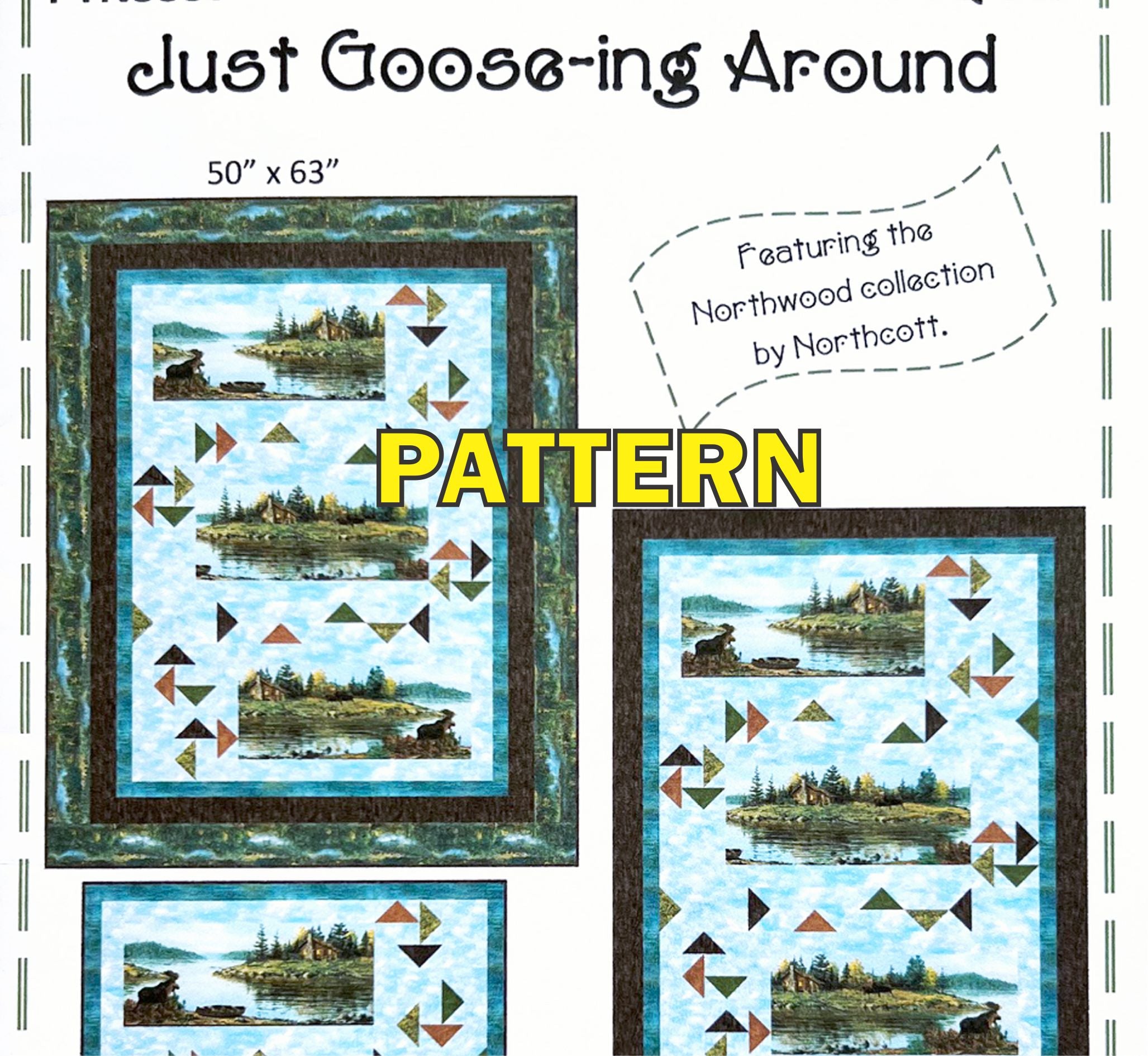 LAST CALL Just Goosing Around Panel Frame Quilt PATTERN, PineRose Designs PVQ049 PTN3357