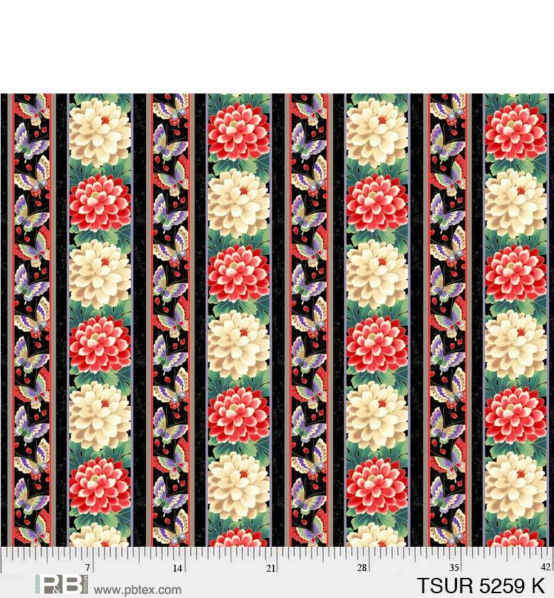 PB Tsuru Border Stripe - 5259-K - Cotton Fabric