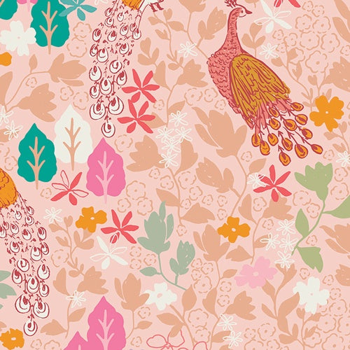Paradise Garden Peacock’s Waltz quilting cotton fabric by Patty Basemi for AGF