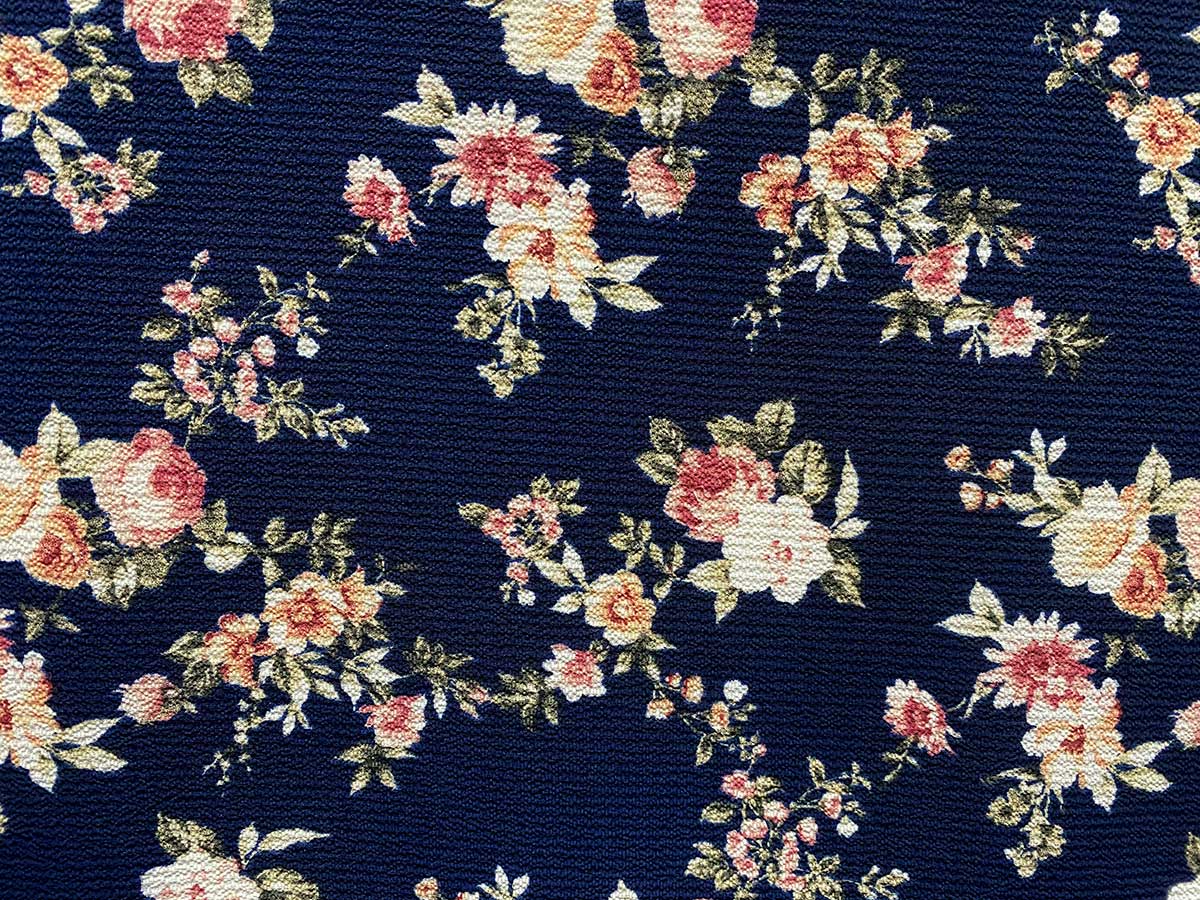 PPC248-04 Charlotte RN - Rose Floral on Navy Bubble Crepe Georgette Fabric