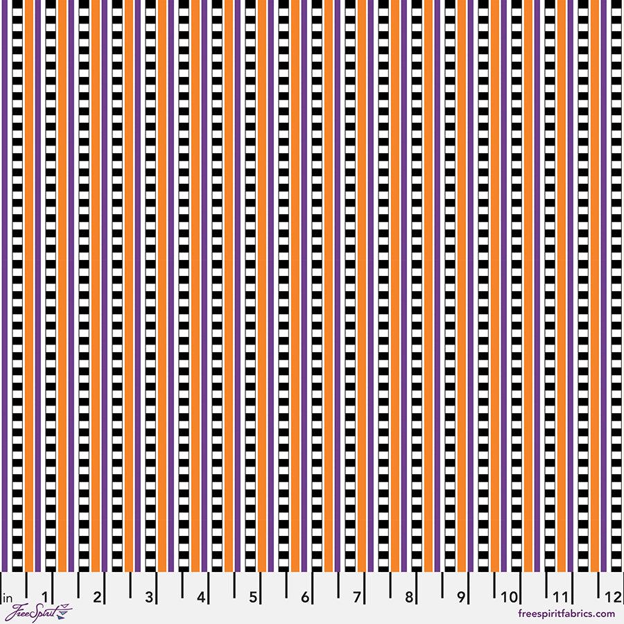 Spooky Cute Halloween: HALLOWEEN CHECK STRIPE - Multi Fabric (1/2 yd)