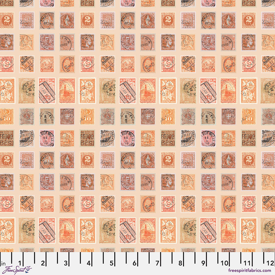 Eclectic Elements Palette: ORANGE STAMPS Fabric (1/2 yd.)
