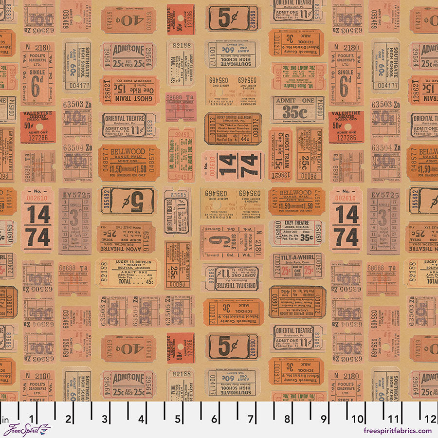 Eclectic Elements Palette: ORANGE TICKETS Fabric (1/2 yd.)